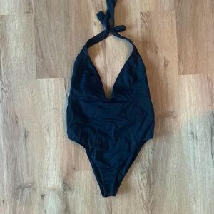 A STAPLE, black asos one piece swim with strapy back detail